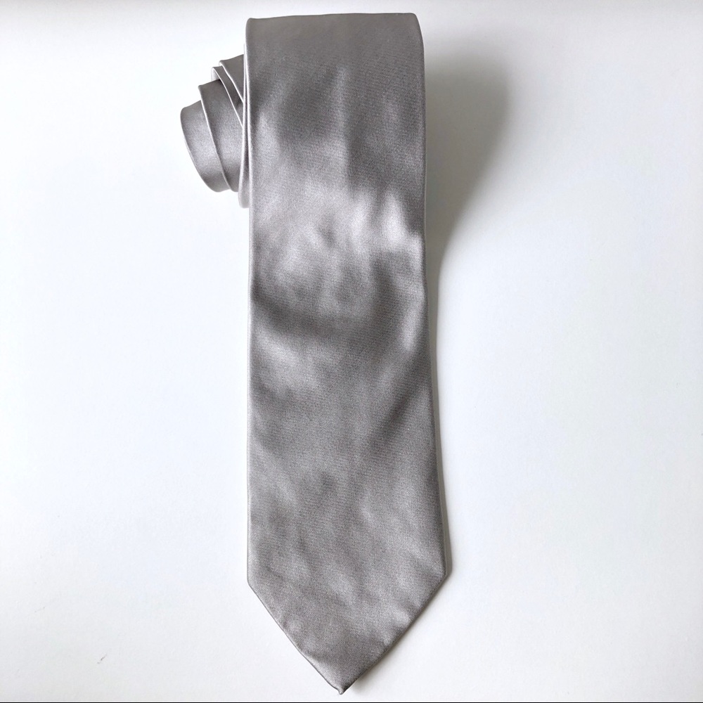 Express Design Studio Satin Grey 100% Silk Tie